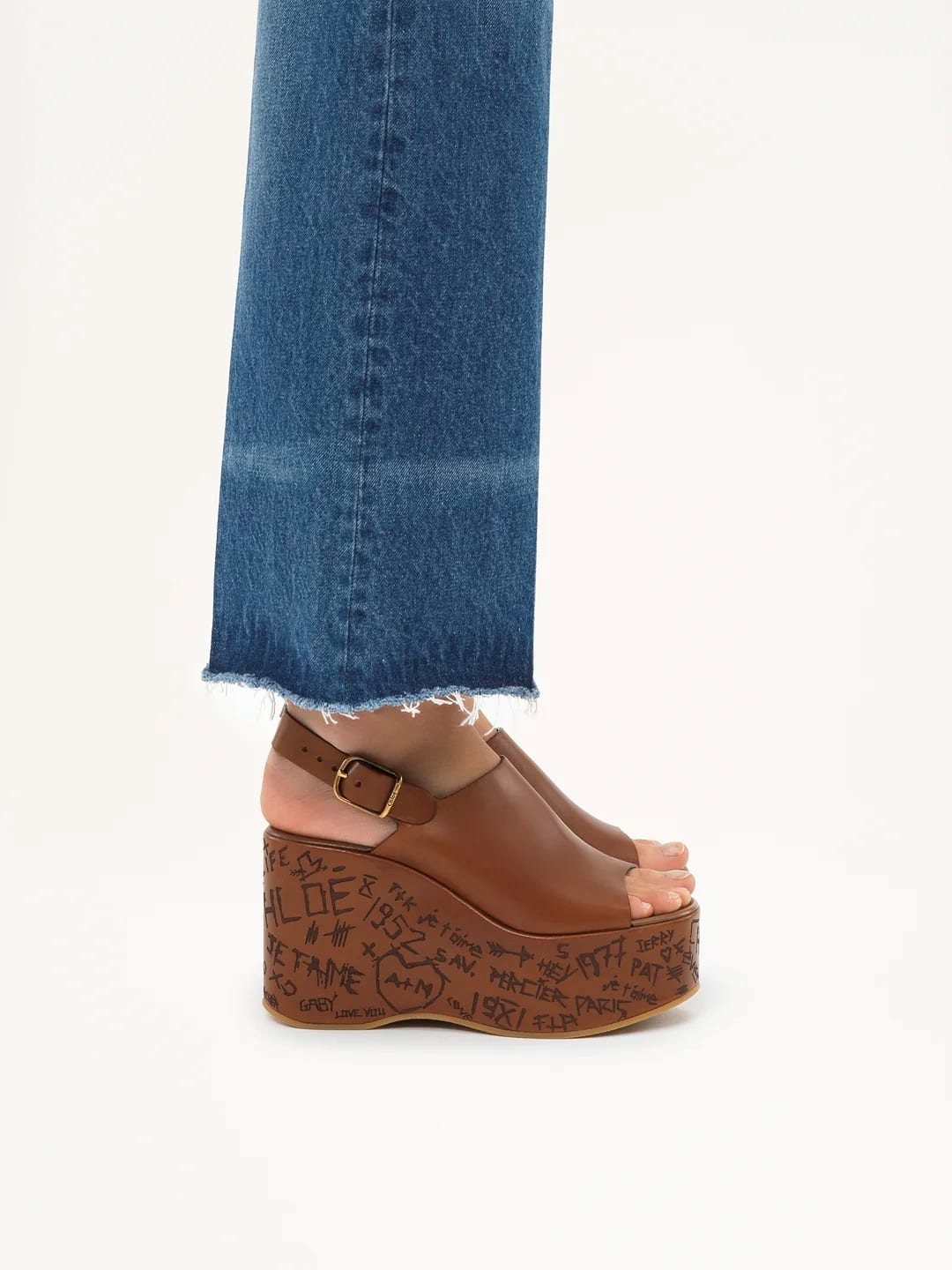 Maxime Wedge Sandal in Ginger Brown, $1222 (approximately P69,488.42), CHLOE, chloe.com